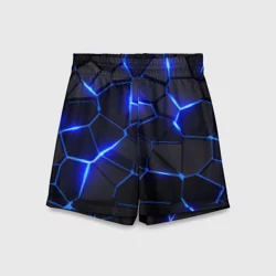 Детские спортивные шорты 3D Синие разломы Cyberpunk