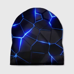 Шапка 3D Синие разломы Cyberpunk