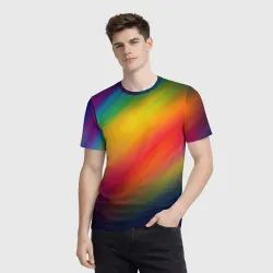 Мужская футболка 3D Полосы радужные - фото 2