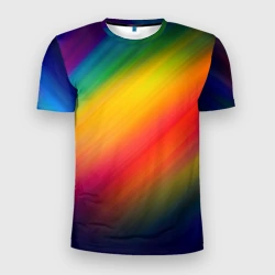 Мужская футболка 3D Slim Полосы радужные