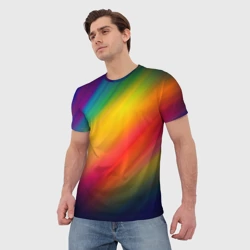 Мужская футболка 3D Полосы радужные - фото 2
