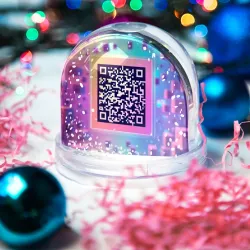 Игрушка Снежный шар QR-код в радужном кубе - фото 2