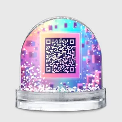 Игрушка Снежный шар QR-код в радужном кубе