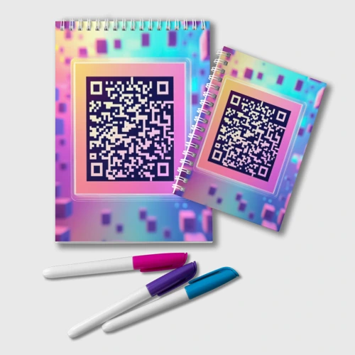 Блокнот QR-код в радужном кубе