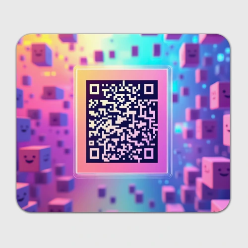 Прямоугольный коврик для мышки QR-код в радужном кубе