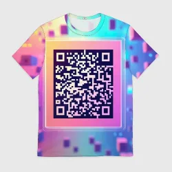Мужская футболка 3D QR-код в радужном кубе