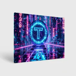 Холст прямоугольный Цифровой Tether сияние блокчейна
