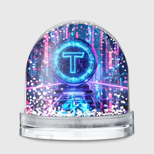 Игрушка Снежный шар Цифровой Tether сияние блокчейна