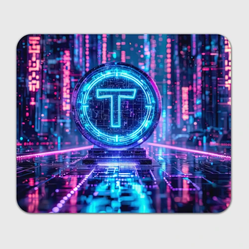 Прямоугольный коврик для мышки Цифровой Tether сияние блокчейна