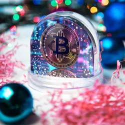 Игрушка Снежный шар Биткоин в киберпространстве - фото 2