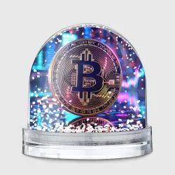 Игрушка Снежный шар Биткоин в киберпространстве