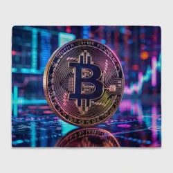 Плед 3D Биткоин в киберпространстве