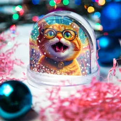 Игрушка Снежный шар Кот-учёный в мегаполисе - фото 2