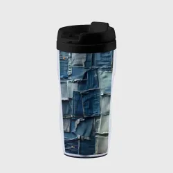 Термокружка-непроливайка Denim patchwork - textured pattern