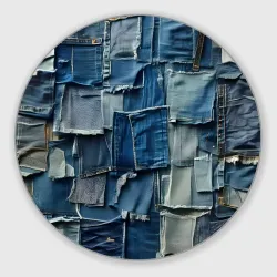 Круглый коврик для мышки Denim patchwork - textured pattern