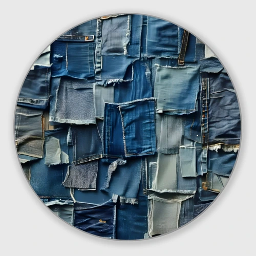 Круглый коврик для мышки Denim patchwork - textured pattern