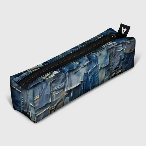 Пенал школьный 3D Denim patchwork - textured pattern
