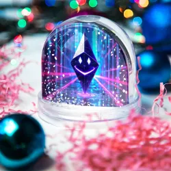 Игрушка Снежный шар Улыбающийся Ethereum в киберпространстве - фото 3