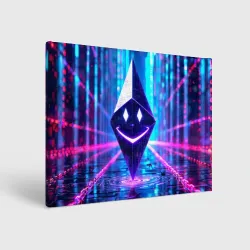 Холст прямоугольный Улыбающийся Ethereum в киберпространстве