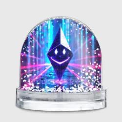 Игрушка Снежный шар Улыбающийся Ethereum в киберпространстве - фото 2