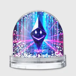 Игрушка Снежный шар Улыбающийся Ethereum в киберпространстве
