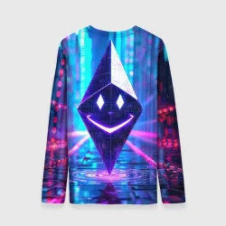 Мужской лонгслив 3D Улыбающийся Ethereum в киберпространстве - фото 2
