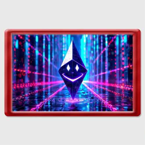 Магнит 45*70 Улыбающийся Ethereum в киберпространстве