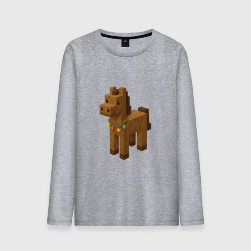 Мужской лонгслив хлопок Новогодняя лошадка  Minecraft