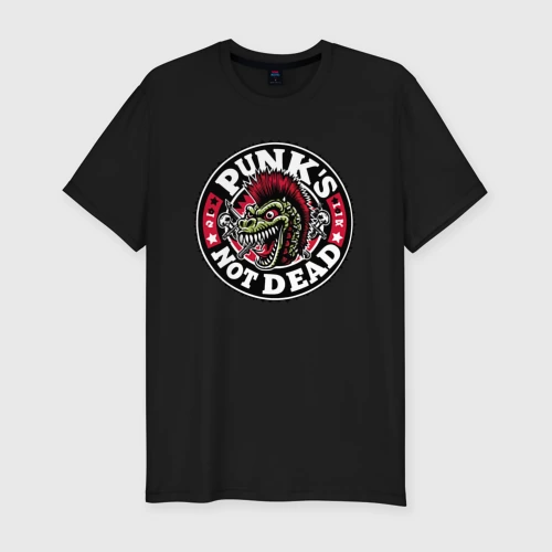 Мужская футболка хлопок Slim Punk's not dead - tyrannosaurus