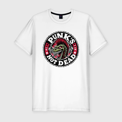 Мужская футболка хлопок Slim Punk's not dead - tyrannosaurus