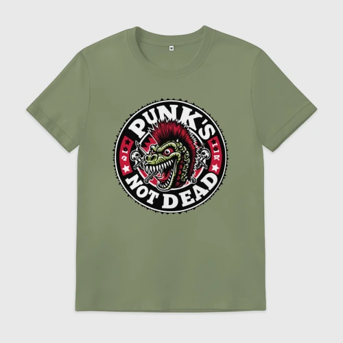 Мужская футболка хлопок Punk's not dead - tyrannosaurus