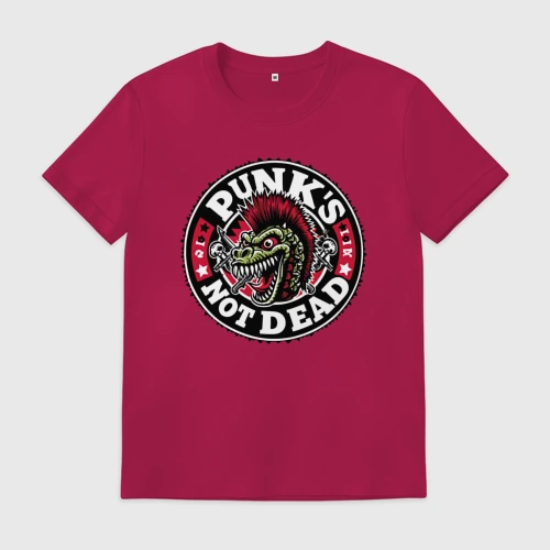 Мужская футболка хлопок Punk's not dead - tyrannosaurus