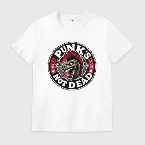 Мужская футболка хлопок Punk's not dead - tyrannosaurus