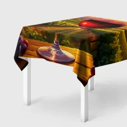Скатерть 3D Виноградный закат: бокал красного вина