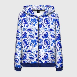 Мужская толстовка 3D на молнии Русский орнамент под стилистику гжели