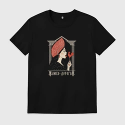 Мужская футболка хлопок Любо-дорого - славянская дева в кокошнике с петушком