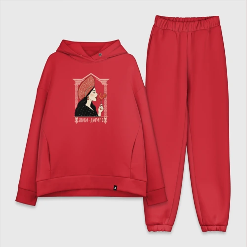 Женский костюм хлопок Oversize Любо-дорого - славянская дева в кокошнике с петушком