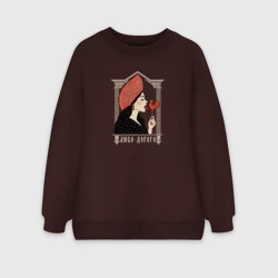 Женский свитшот oversize без начеса хлопок Любо-дорого - славянская дева в кокошнике с петушком