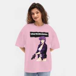 Женская футболка Oversize хлопок texturе Кибербабушка призрак в доспехах - фото 2