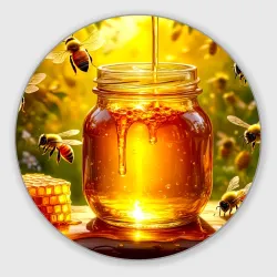 Круглый коврик для мышки Золотой дар пчёл