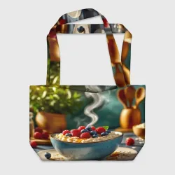 Пляжная сумка 3D Овсянка с малиной и черникой