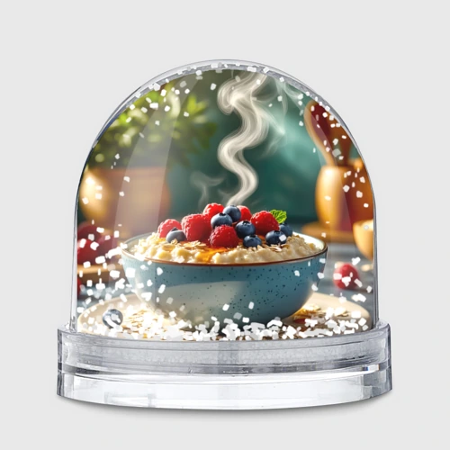 Игрушка Снежный шар Овсянка с малиной и черникой