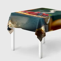 Скатерть 3D Овсянка с малиной и черникой