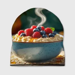 Шапка 3D Овсянка с малиной и черникой