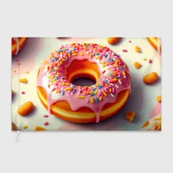 Флаг 3D Розовый пончик с посыпкой