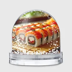 Игрушка Снежный шар Ролл Филадельфия на бамбуковом коврике