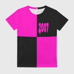 Женская футболка 3D Цвета 2007 розовый и черный