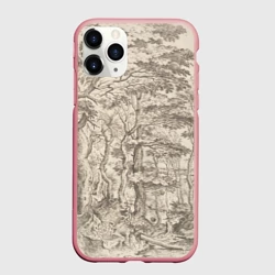 Чехол для iPhone 11 Pro матовый Пейзаж - рисунок карандашом черно-белый Питер Брейгель