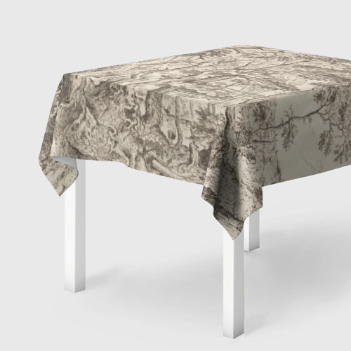 Скатерть 3D Пейзаж - рисунок карандашом черно-белый Питер Брейгель