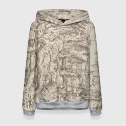 Женская толстовка 3D Пейзаж - рисунок карандашом черно-белый Питер Брейгель